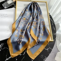 summer lady floral scarf silk square foulard hairband soft elegant neckerchief shawl wrap women foulard bandana fashion new