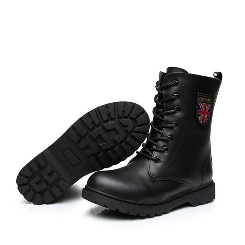 Новинка 2020 года Осенние детские мотоциклетные ботинки Военные до середины икры