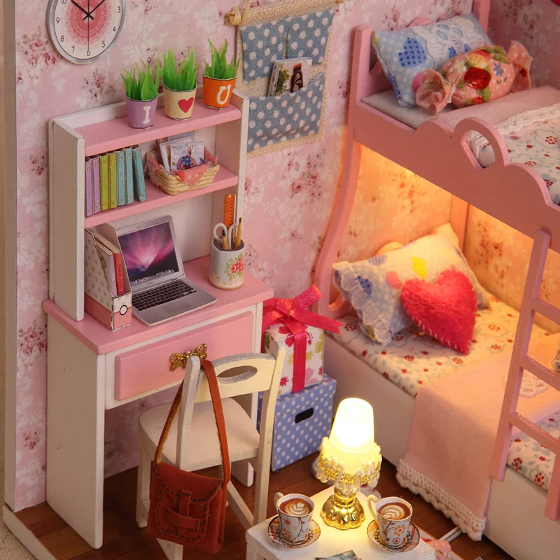 CUTEBEE Кукольный дом DIY Миниатюрный Кукольный домик Модель деревянная игрушка мебель Каса де куклы Boneca игрушечные дома подарок на день рождения H012