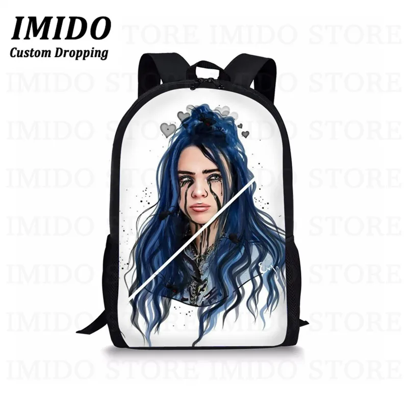 IMIDO, школьный рюкзак для девочек-подростков в стиле хип-хоп Billie Eilish, комплект из 3 предметов, школьные сумки для студентов и студентов, сумка для книг, Повседневная сумка, подарок - Цвет: as picture