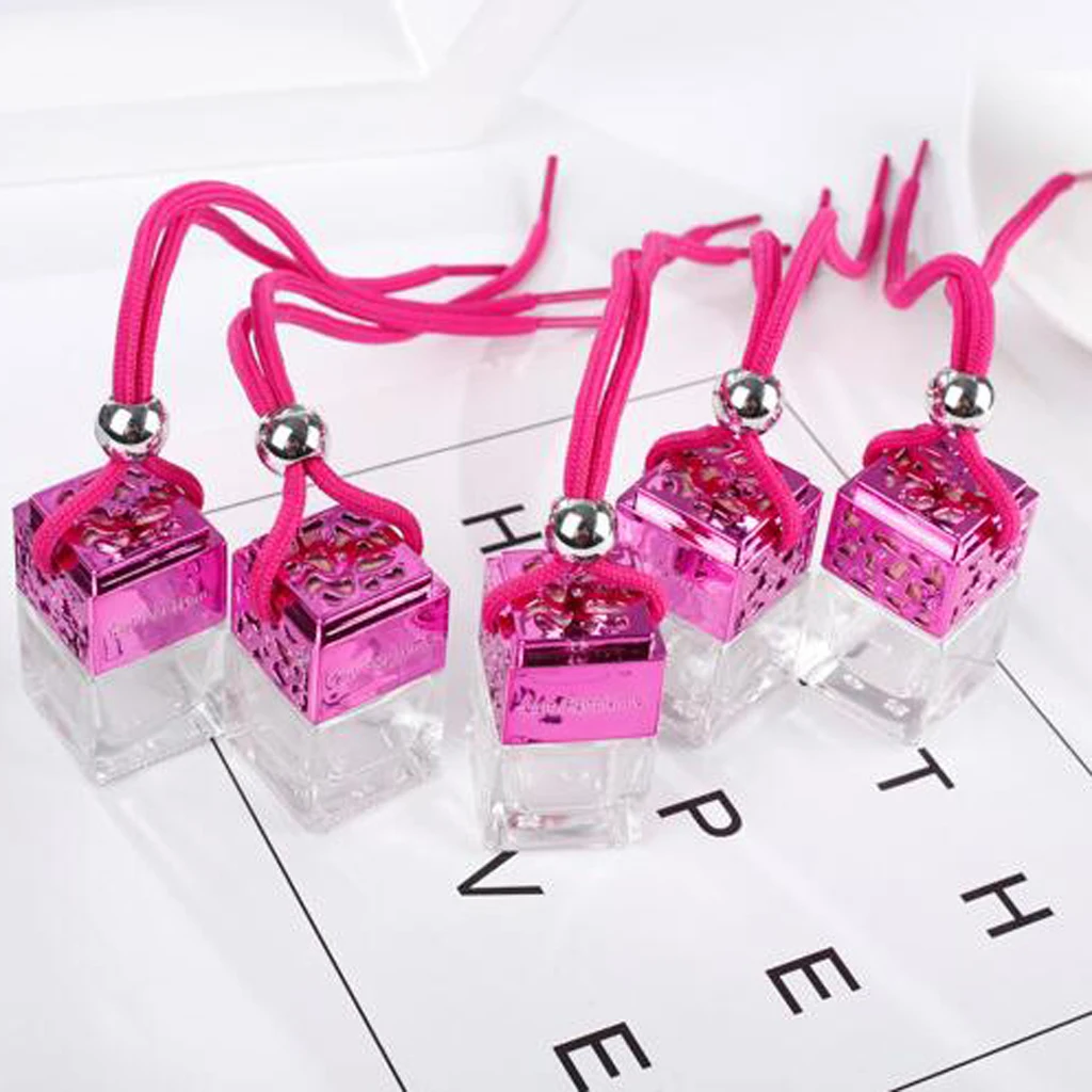 

5pcs Mini Charm Car Perfume Bottle Car Air Freshener Glass Perfume Diffuser Refillable used,5.5ml