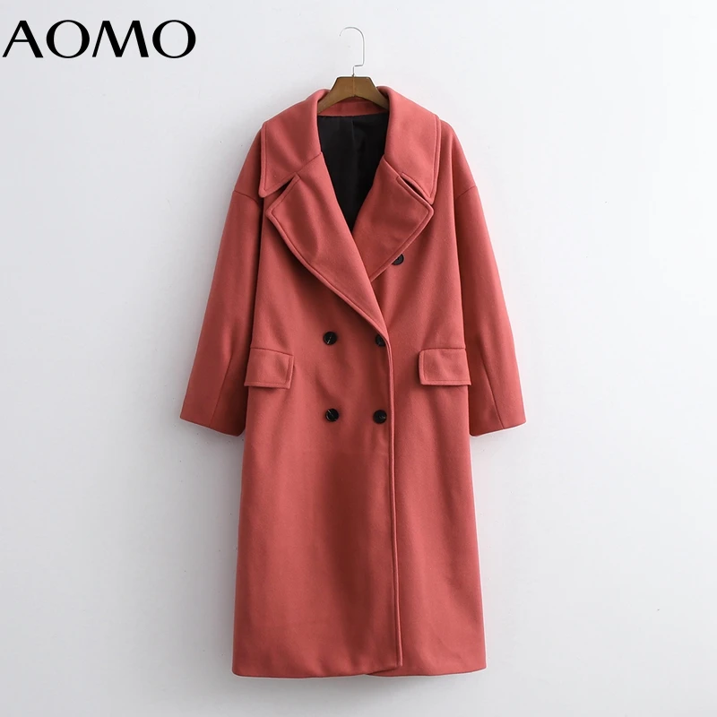 

Женская Толстая куртка AOMO в стиле оверсайз с длинными рукавами и карманами, 2021, женское офисное пальто 1D64A
