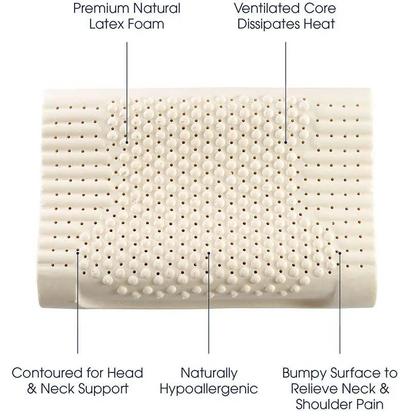 

60x40cm Pure Natural Latex Orthopedic Pillows Thailand Remedial Neck Spine Massage Vertebrae Health Care Pillow Bedding Cervical