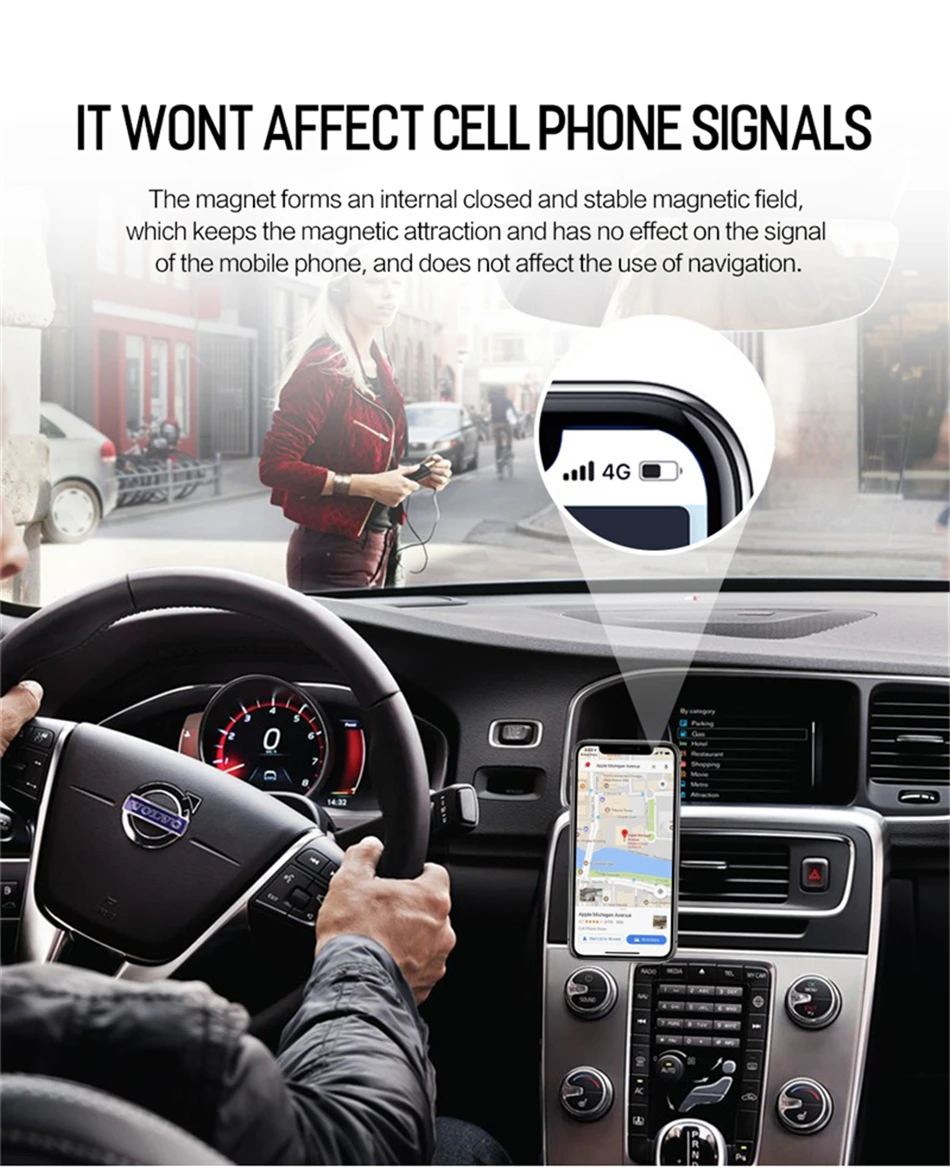 

for Renault captur Clio Duster Megane car Styling Accessories Metal Magnetic Car Phone Holder