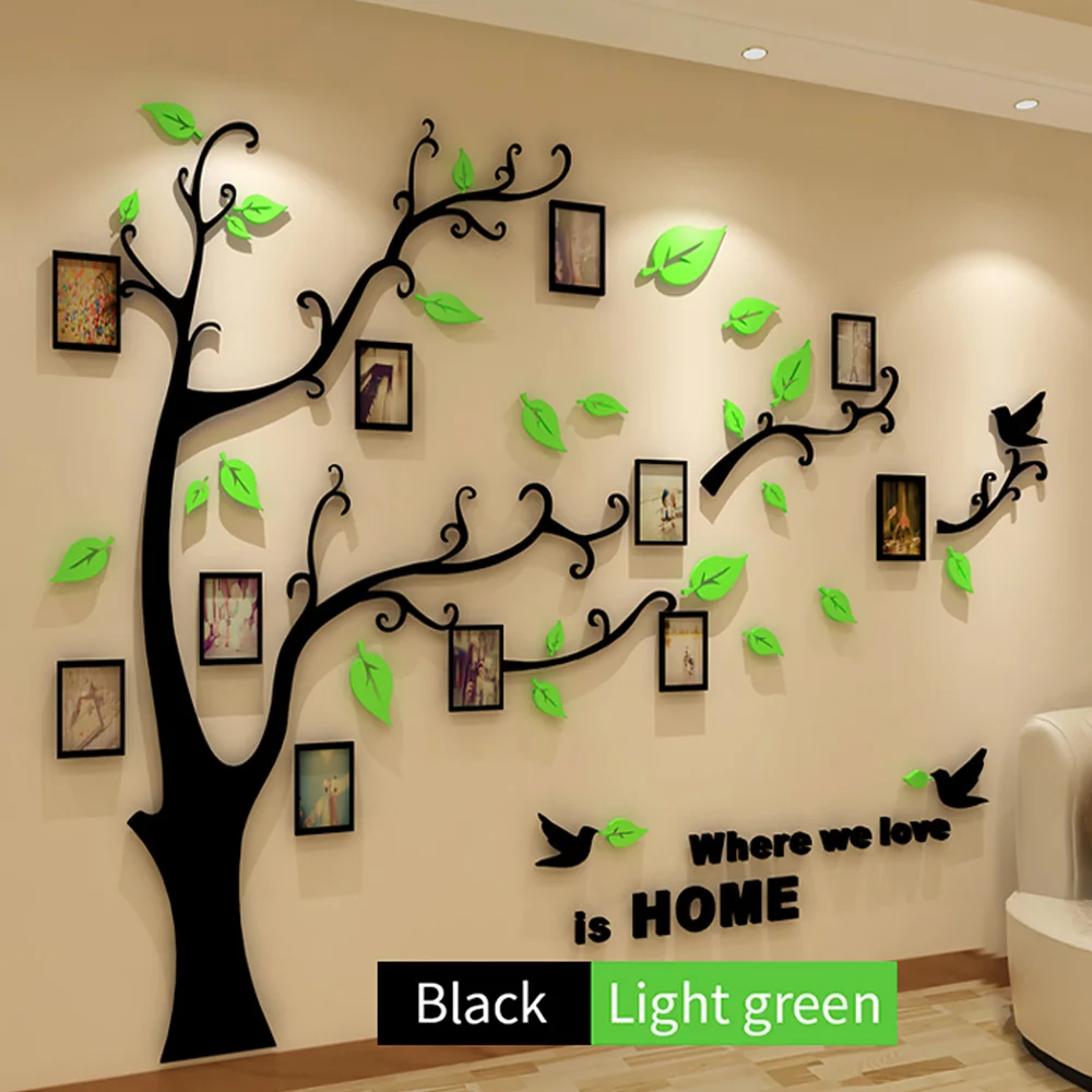 

3D Wall Stickers Mirror Stickers Photo Frame Wall Stickers Room Decoration Photo Big Tree Wall Decor Warm Home Decor