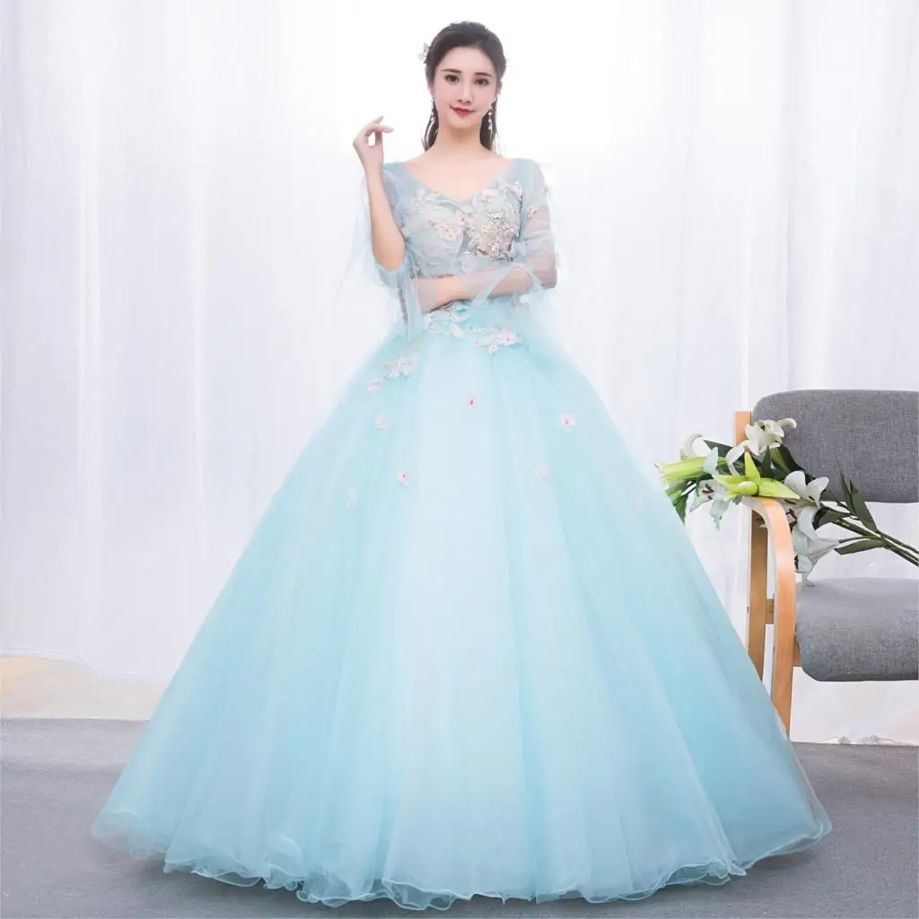 Бальное платье принцессы Quinceanera Коралловое зеленое синее для девочек до пола на