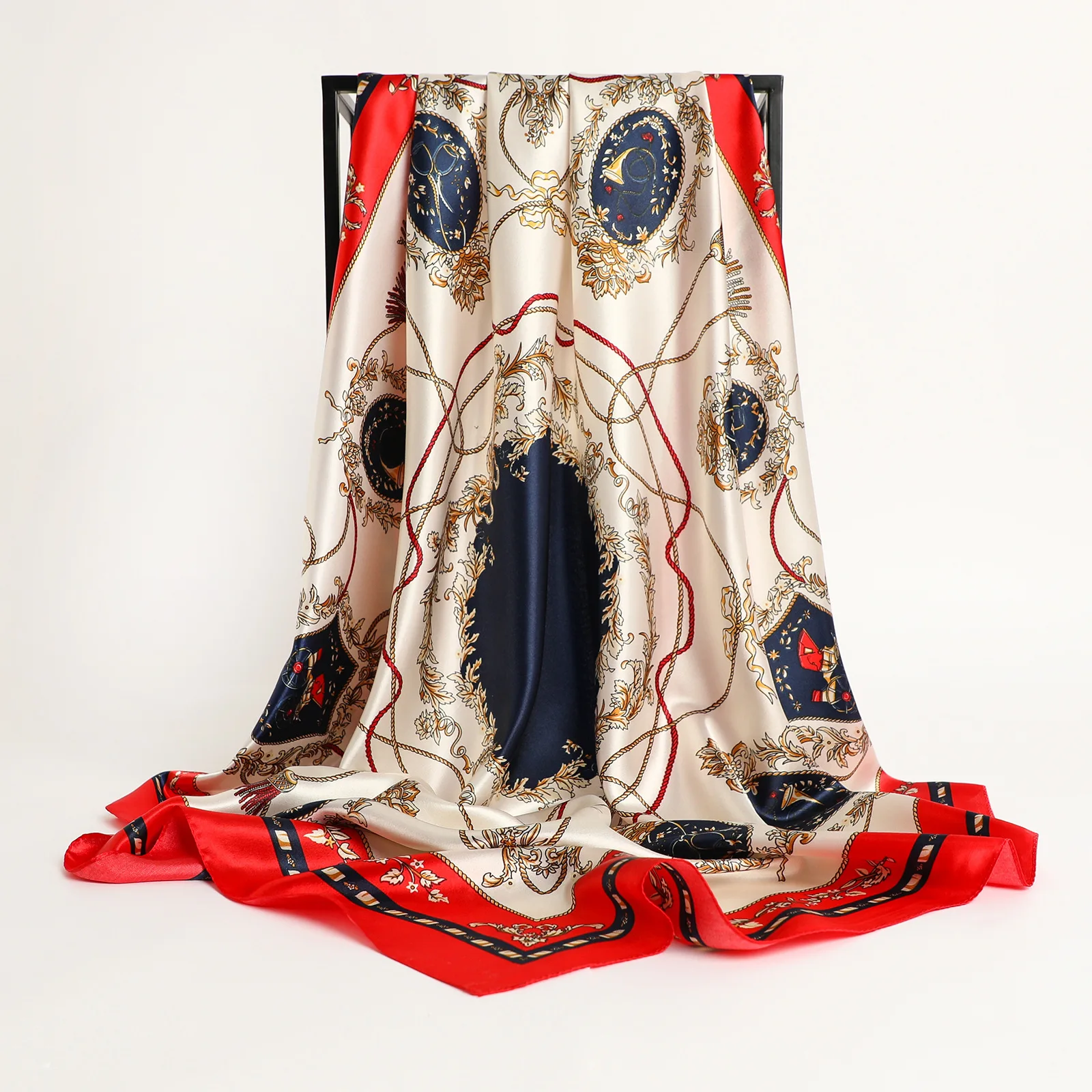 Шелковый шарф женский модный платок атласная шаль шарфы большой размер 90*90 см