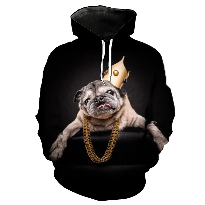 

2021 Golden crown cute puppy black casual hoodie cool hooded sweatshirt US Size