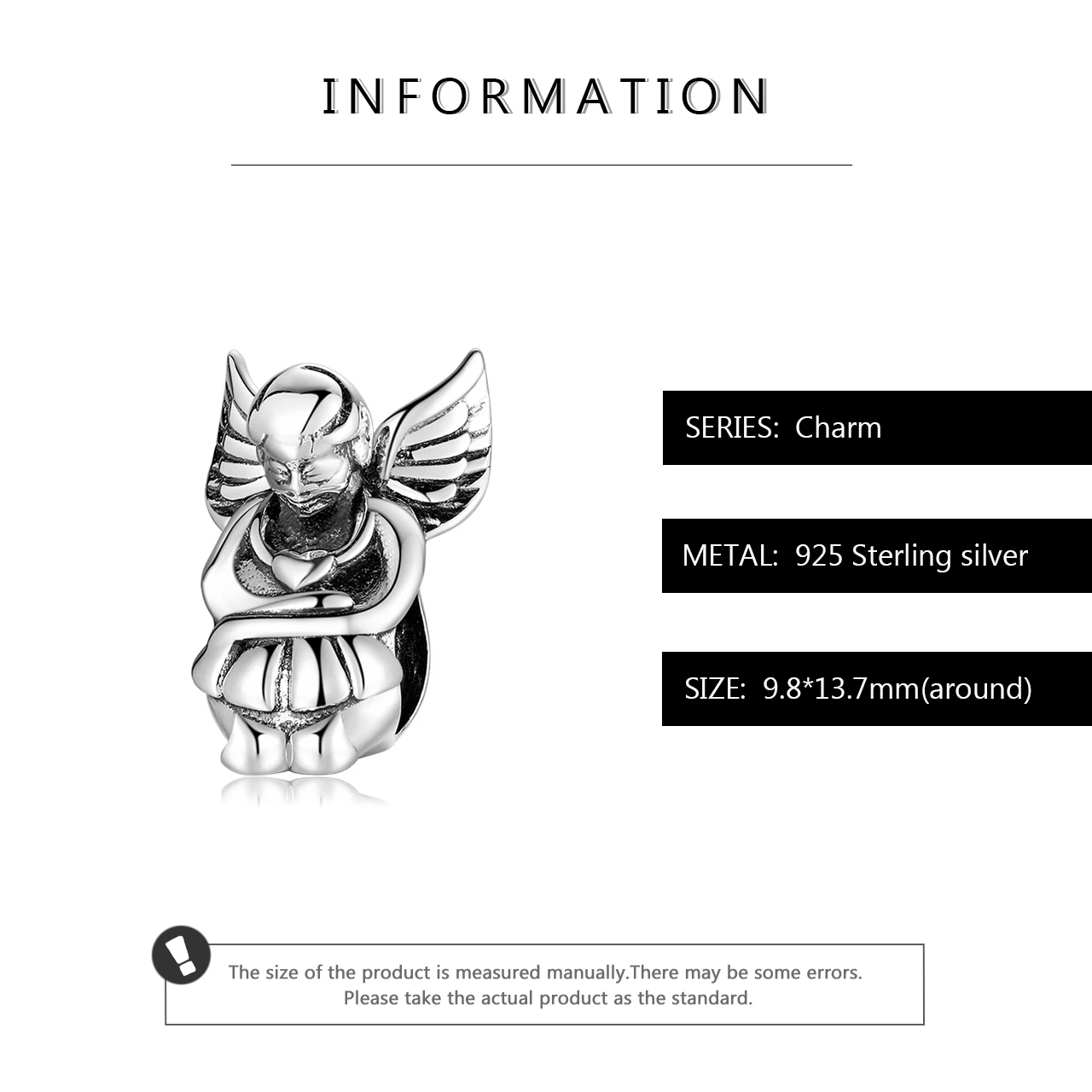Созерцательный 925 пробы ангела серебряные крылья Ангела бусины очарование