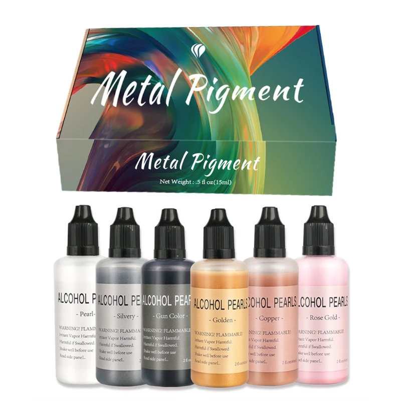 

6 Colors Metallic Colorant Resin Dyestuff Alcohol Inks High Concentrated Resin Colorant Art Crafts Handwork Making Set