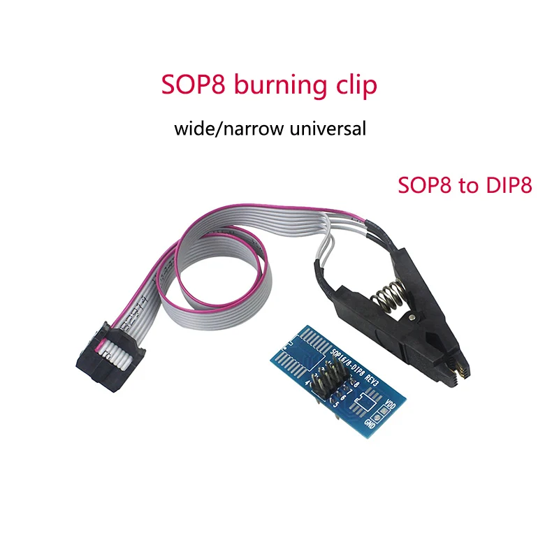 

2Pcs SOP8 Burning Clip to DIP8 Test Clip Wide and Narrow Universal 8-pin Motherboard BIOS Burning Free Chip Programming