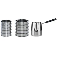 10 pcs stainless steel round cake baking ring mold with 1000ml long handle coffee ring pitcher latte milk frothing pot