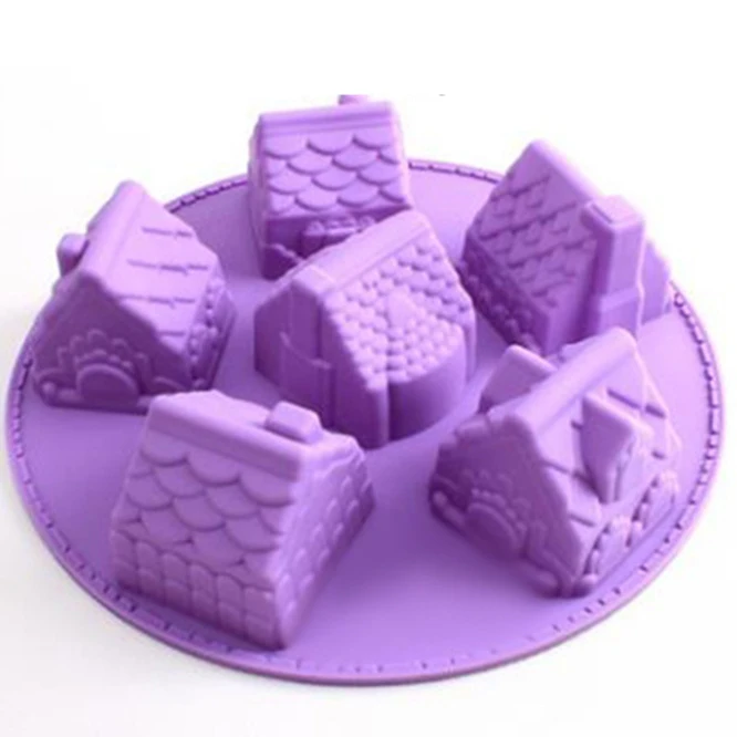 

10PCS House Shape Silicone Mould Non-stick Kitchen Bakeware Cake Mould Pan Pudding Maker Mold DIY Chocolate Mold Baking Tool