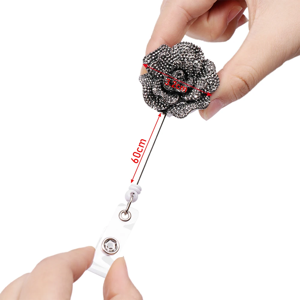 

1PC Creative Resin Rose Shape Retractable Nurse Badge Doctor ID Card Badge Holder Anti-Lost Clip Key Ring Lanyards Office Supply