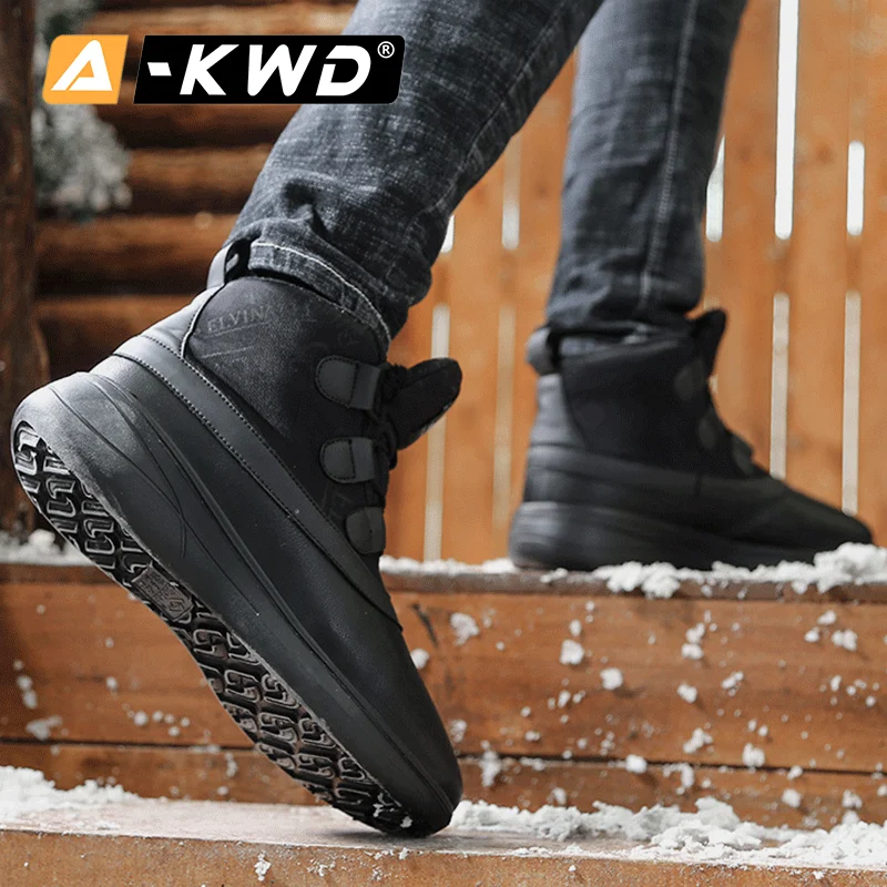 Ботинки мужские зимние из натуральной кожи высокие на шнуровке Повседневная