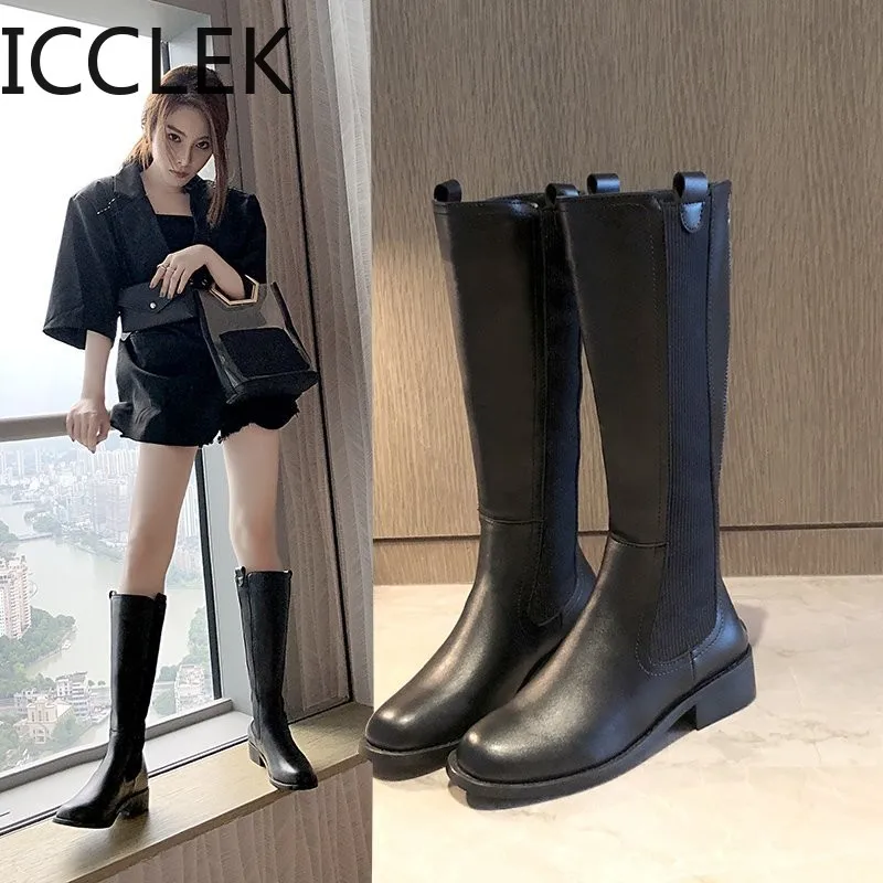 

Женские сапоги до колена, с круглым носком, размеры до 35-43