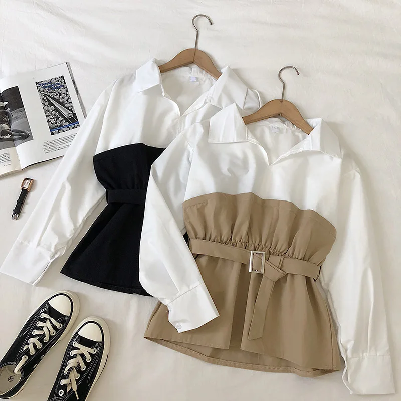 Женская рубашка с длинными рукавами и v-образным вырезом Only Plus Весенняя Блузка