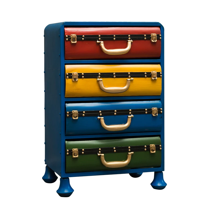 Металлическая ночная тумбочка в стиле ретро многоуровневый шкаф с выдвижными