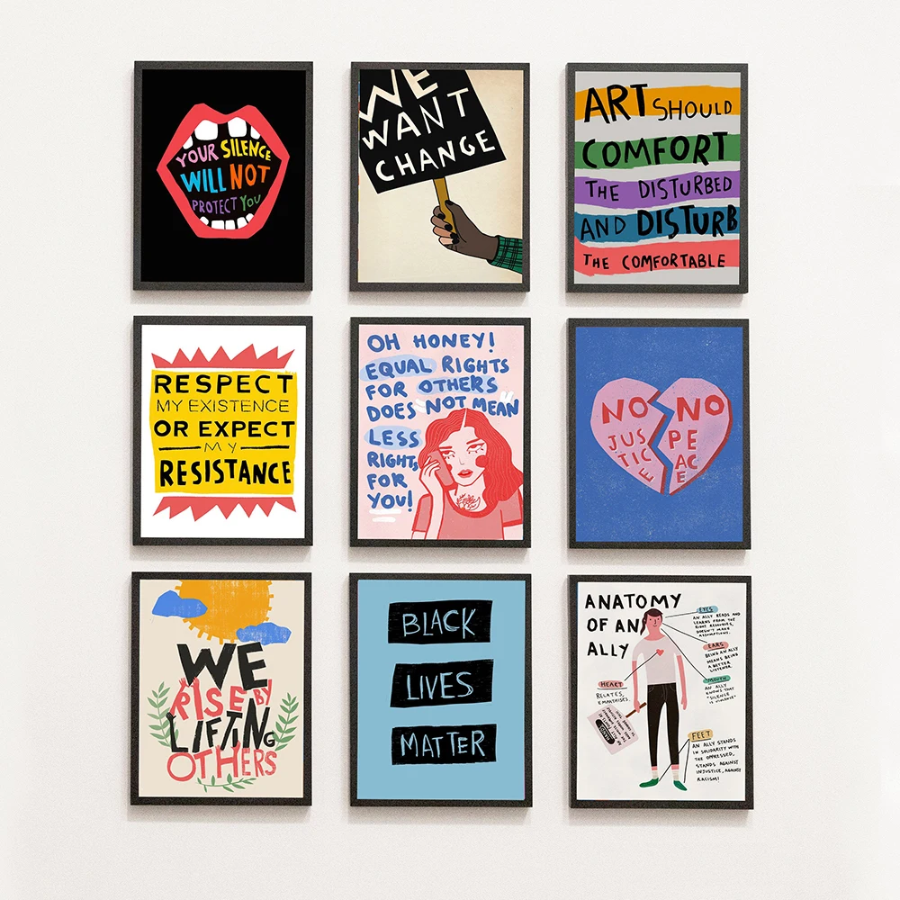 

BLM Protest Poster Motivational Slogan Canvas Painting Anti Racism Art Print Socialism Modern Wall Picture For Living Room Decor
