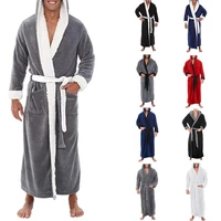 bath robe men kimono hooded bathrobe sleep tops men winter plush pocket long robe luxury mens clothing house robe for men