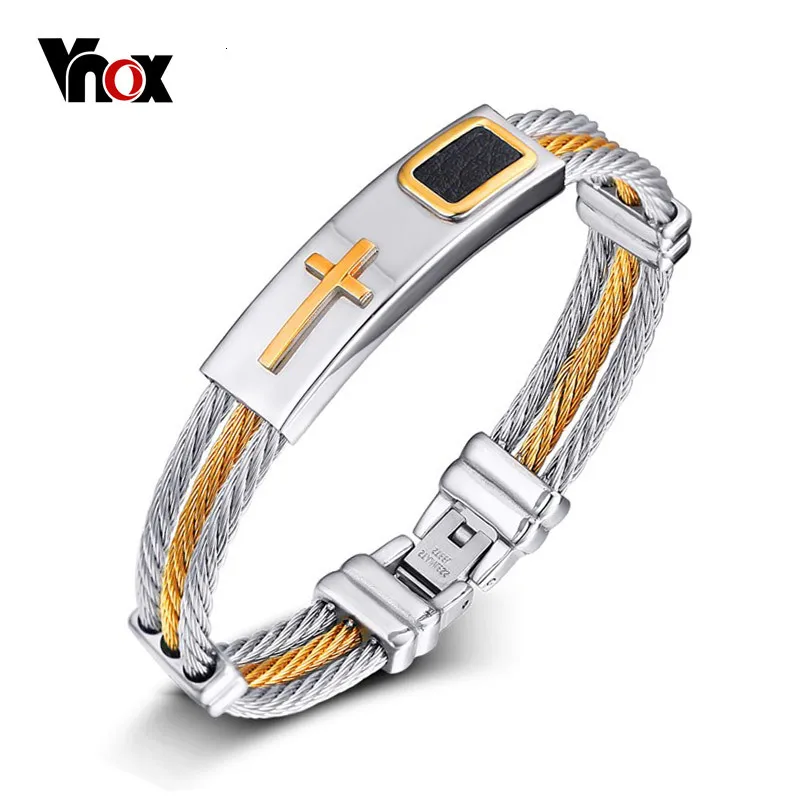 Vnox крест браслет Для мужчин Jewelry Проволока из нержавеющей стали цепи мужской
