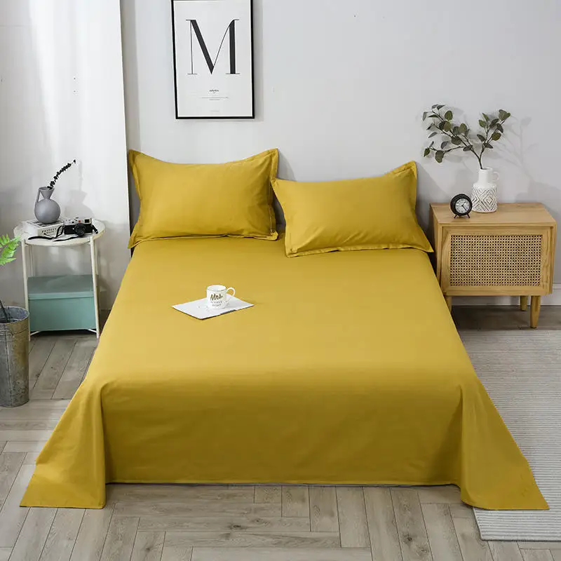 

1pc Flat Sheet Cotton Single/Double/Queen/King Size Breathable Bed Cover Solid Color Bedsheet lencol solteiro