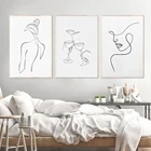 Скандинавский минимализм линейный художественный плакат винный бокал сексуальная женщина задняя фигурка лицо эскиз Настенная картина плакат Декор для гостиной