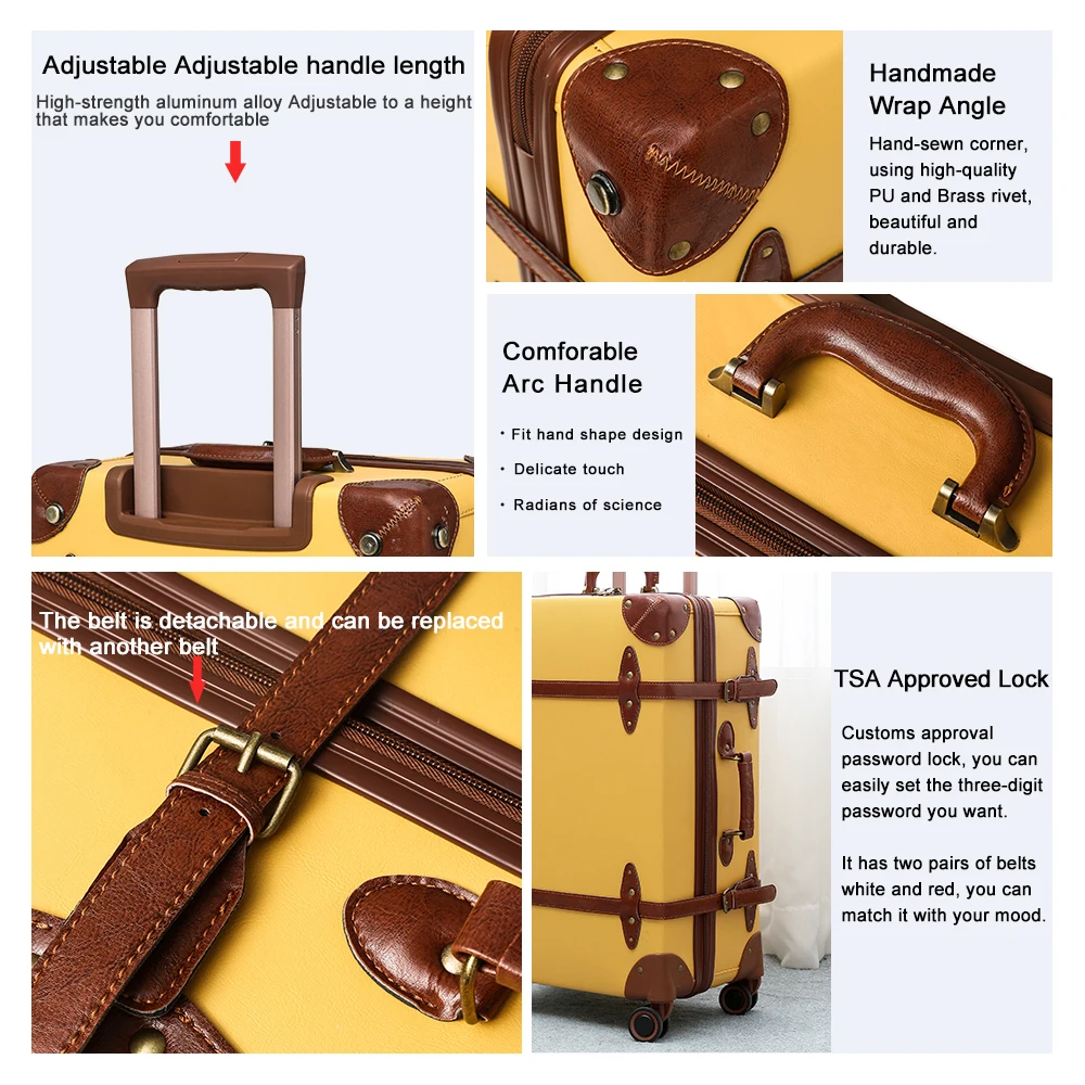 Винтажный багаж набор носить на милый чемодан с прокатки Спиннер колеса TSA