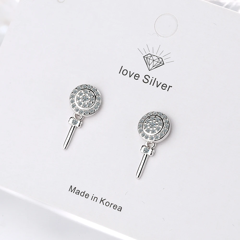 925 стерлингового серебра с милой леденцов серьги гвоздики в виде кругу проложен