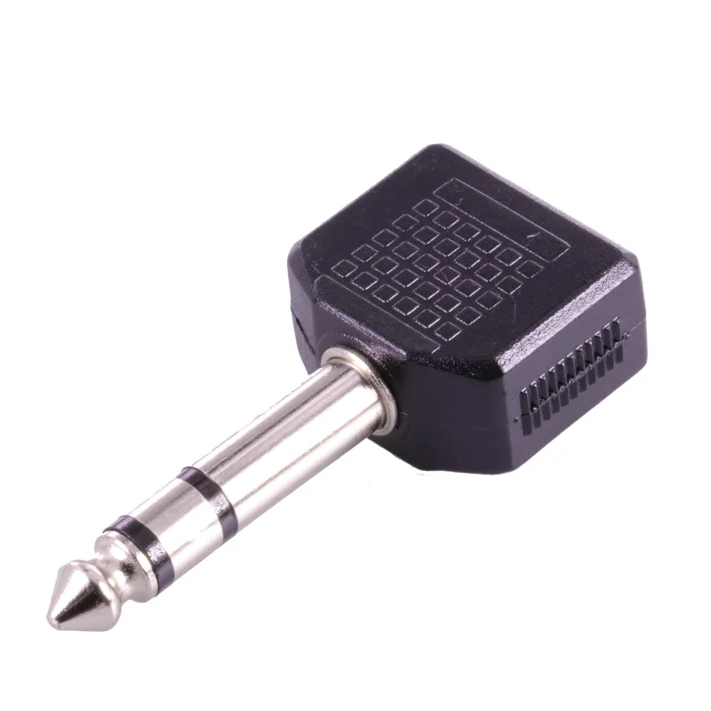 

100pcs/lot Dual 3.5mm Female Jack to 6.35mm 3-pole Stereo Male Plug Adapter 3.5mm Female to 6.35mm Male Connector Wholesale