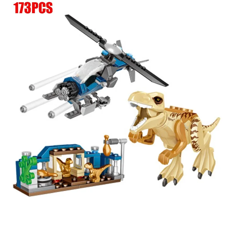 

New 485pcs Dino T-rex Compatible Jurassic Dinosaurs World 2 Sets Blocks Building Mini Brick Figures Toys For Kids Christmas Gift