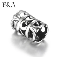 stainless steel beads tube hollow large hole slide bead fit 8mm round leather cord bracelet jewelry making diy charms supplies
