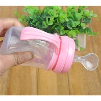infant silica gel baby feeding bottle with spoon food supplement rice cereal bottle high quality capacity 150ml
