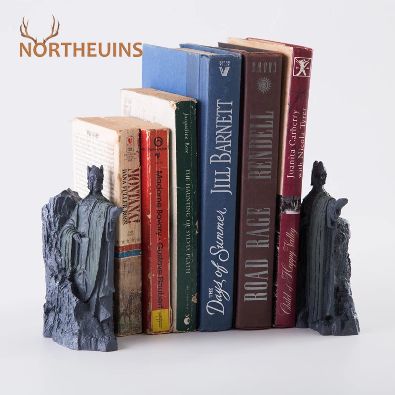 

NORTHEUINS 2Pcs/Set Resin Bookend Figurines Sculpture Gate of Gondor Retro Book Stand Decoration Office Desktop Accessories Gift