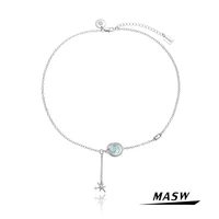 masw original design one layer delicate chain necklace popular geometric bead pendant necklace for women party birthday gift