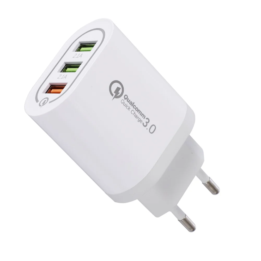 Portable Travel 3 USB Port QC 3.0 Fast Charger Wall Plug-in Charging Adapter US/EU Plug быстрая зарядка | Мобильные