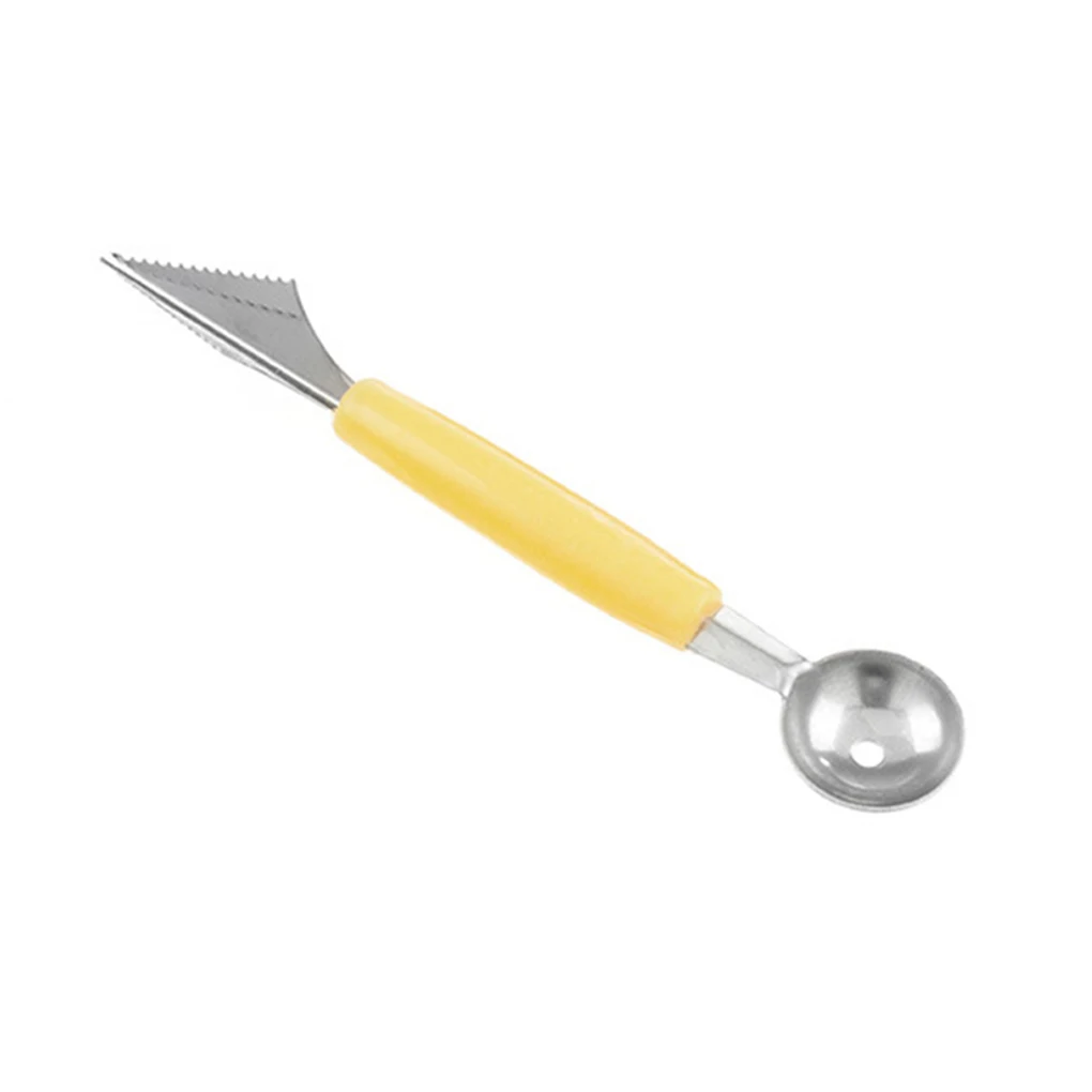 

2 in 1 Double Head Fruit Ball Carving Device Waterlemon Scoop Melon Digger Jar Mashed Baller Ice Cream Spoon