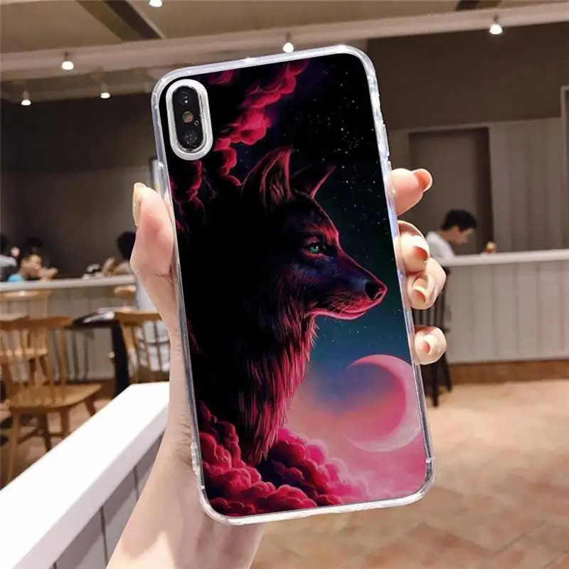

Wolf horror animal moon Phone Case Transparent soft For iphone 5 5s 5c se 6 6s 7 8 11 12 plus mini x xs xr pro max