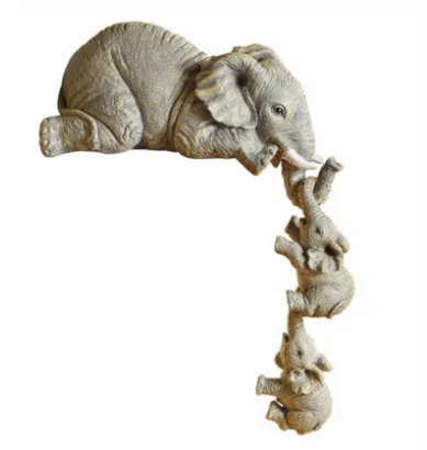 

New Elephant Resin Ornament Resin Handicraft Elephant Three Piece Ornament Home Decoration