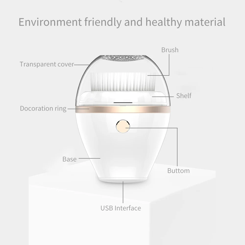 

Ultrasonic Vibration Facial Cleansing Brush Massager Rechargeable Waterproof Pore Face Cleaning Device Skin Care Brush For Face