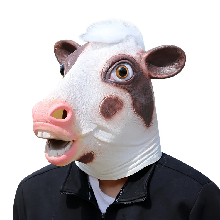 Розовая корова латексная маска животного для хеллоуина маскарадный костюм