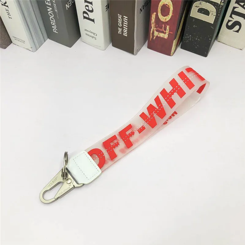 

Spot Off White Keychain Transparent PVC Jelly Letters Jeans Bag Mobile Phone Camera Bag Pendant