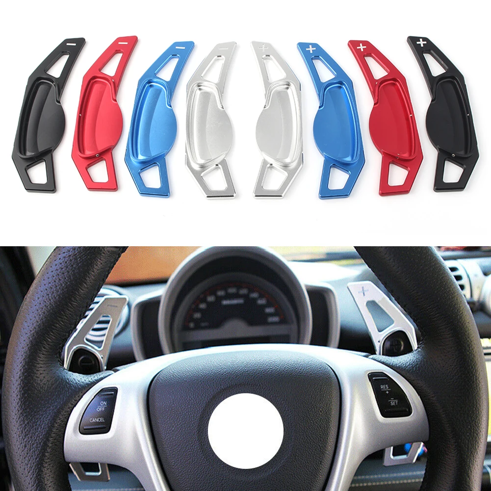 

2Pcs Car Steering Wheel Shift Paddle Extension Shifter Aluminum For Smart Fortwo W451 2007-2014 / Forfour W453 2015-2017