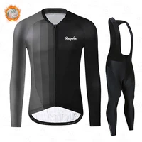 ralvpha winter thermal fleece long sleeve cycling jersey set bib pants ropa ciclismo bicycle clothing mtb bike men clothes suit