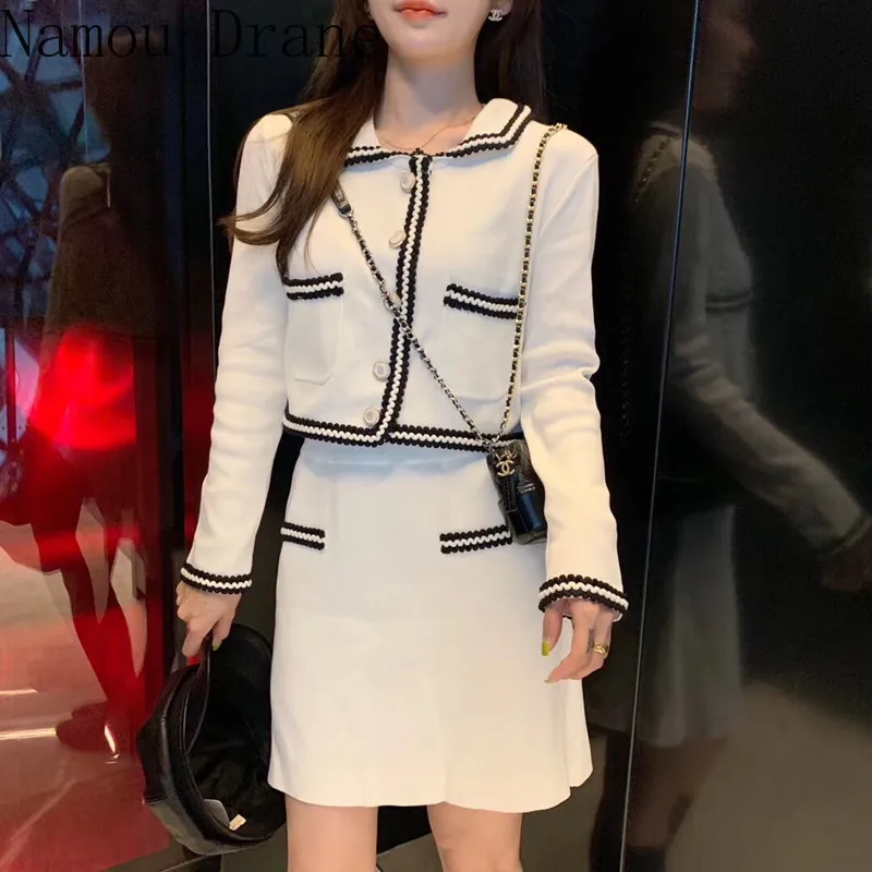 Женский Осенний вязаный короткий кардиган с длинным рукавом куртка пальто + мини