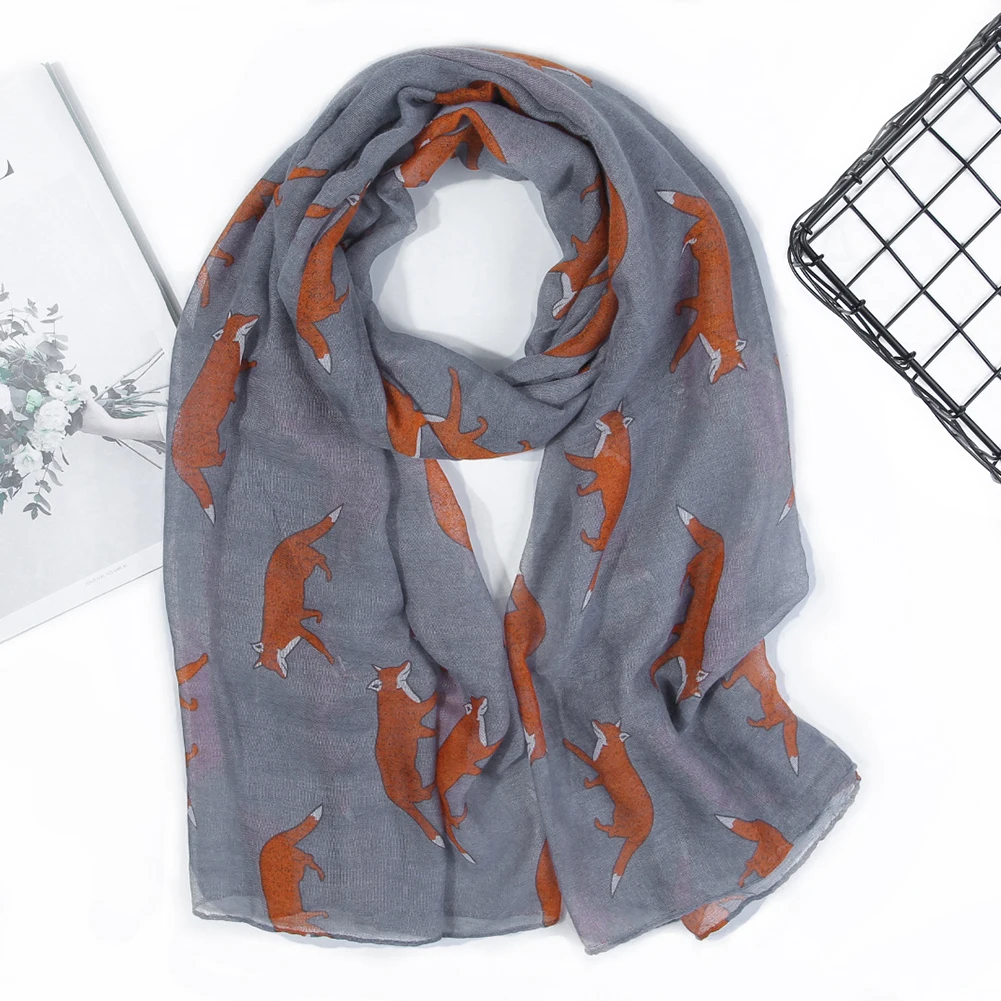 Теплый шарф для шеи с принтом лисы мягкий Многофункциональный Балийский Пряжа