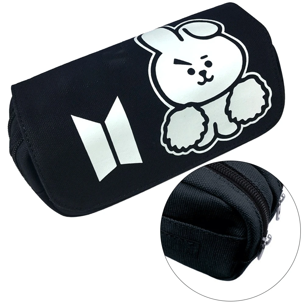 

1PC Pencil Case Zipper Canvas Pencil Pen Holder Cute Cartoon Pencil Case Big Capacity Pencil Box Cosmetic Bag School Supplies