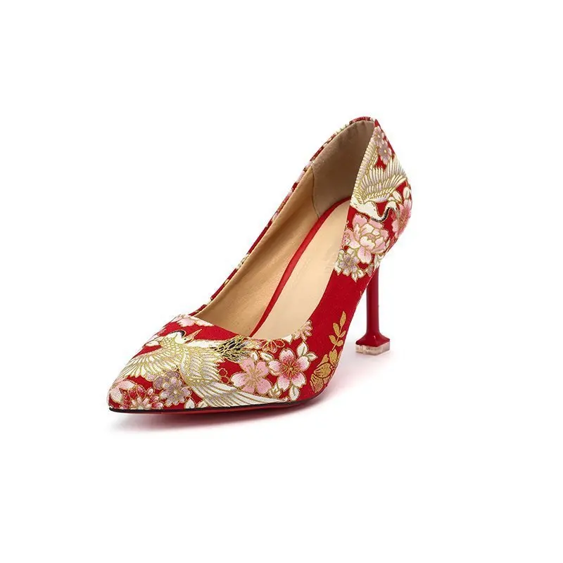 

Branded Pumps Gold Heels Fine Heeled Shoes Shallow Mouth Pointed Wedge Sandals Ladies All-Match 2021 Slip On Fashion Lace-Up St