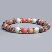women natural black pink white raw stone beads beaded bracelet for female gifts jewelry natural rhodonite rhodochrosite bracelet
