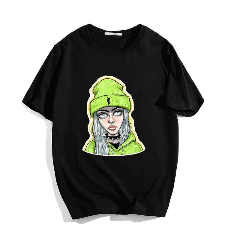 Крутая футболка унисекс, Повседневная футболка Billie Eilish, летние модные хлопковые футболки для подростков, Harajuku, футболки с короткими рукавами